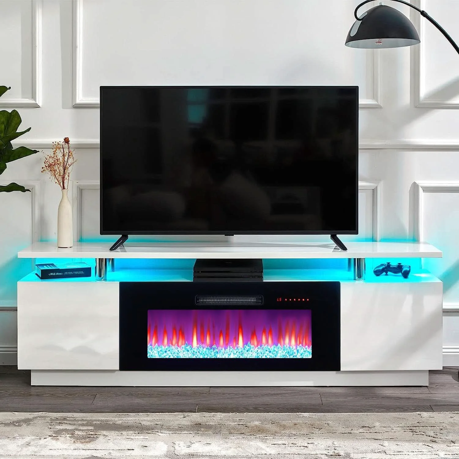 Next-Generation Ivory White 36 Inch Electric Fireplace Tv Entertainment Center Optimized