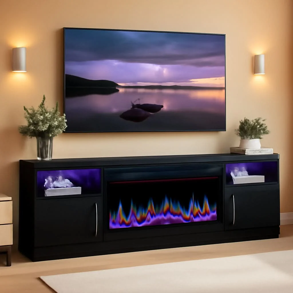 Responsible LED Electric Fireplace Entertainment Center 80 Inch Classic