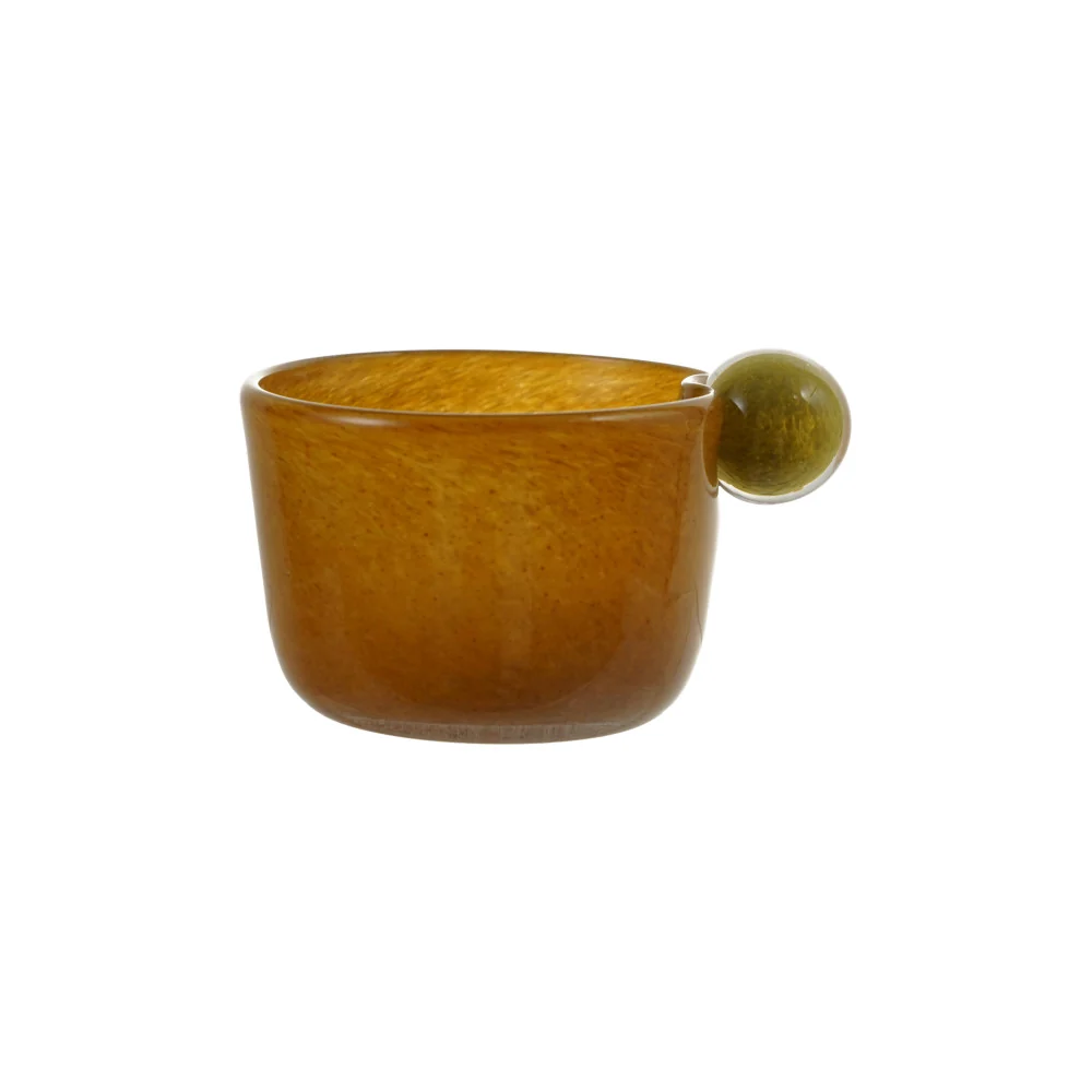 Optimized Glass Vase Bowl w Ball Opaque Amber Color Gree Professional