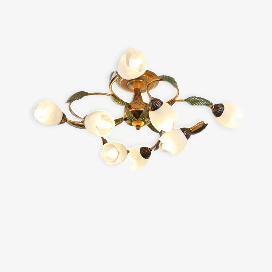 Detailed American style Flower Ceiling Lamp Practical