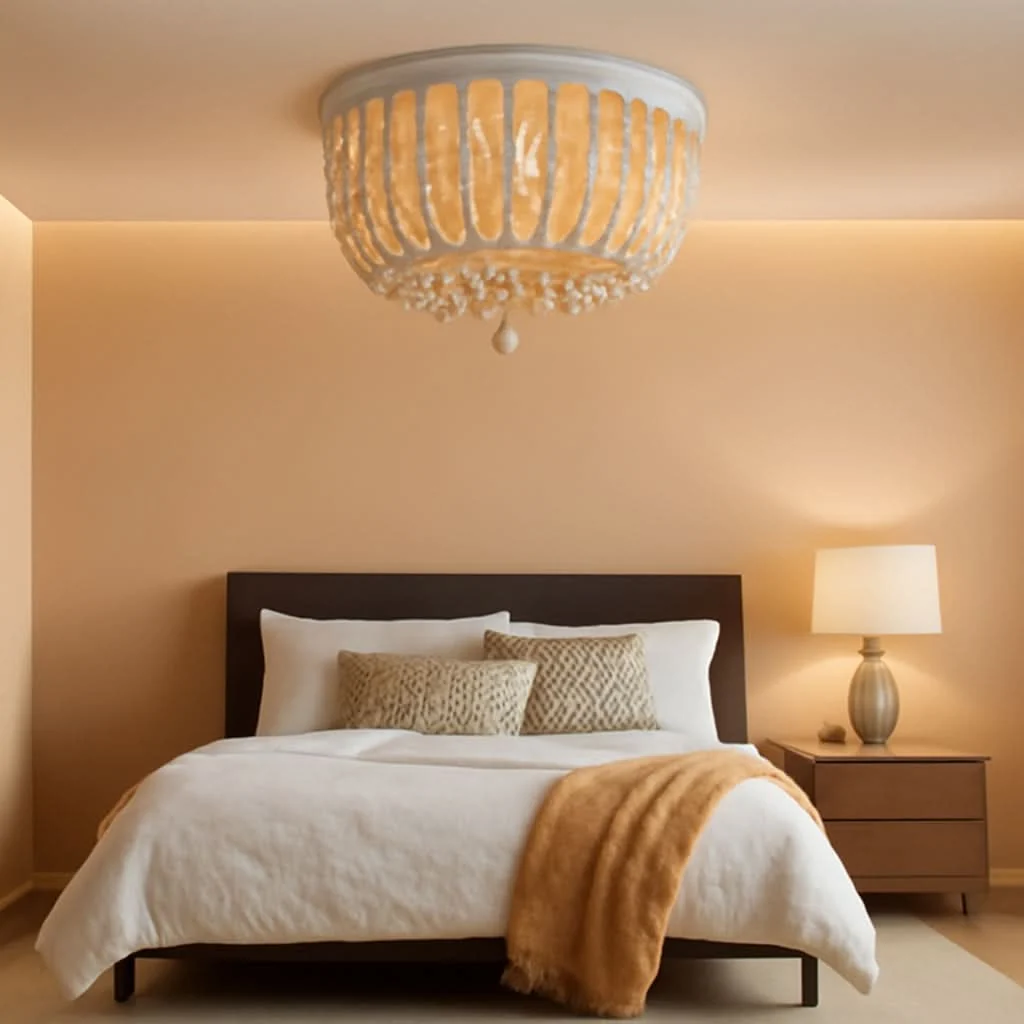 Versatile Wood Beaded Chandelier 3 Lights Oak White Ceiling Fixture Healthy