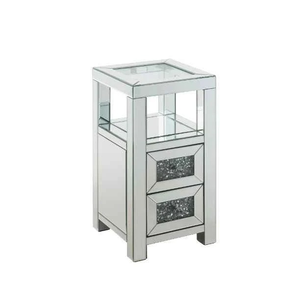 Contemporary Noralie - 24 Accent Table - Clear Glass Mirrored Faux Diamonds Classic