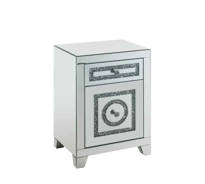Selected Noralie - 26 H Accent Table With Storage Drawers - Mirrored Faux Diamonds High-Grade