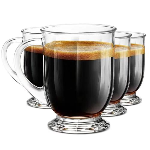 Original Design Clear Glass Coffee Mugs Set of 4 4 Count Exclusive