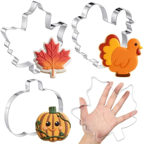Environmentally Friendly 3 Pcs 8 Inch Thanksgiving Cookie Cutters 3 Count Traditional