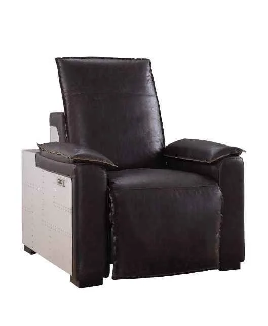 Elite Misezon - Power Motion Recliner - Dark Top Grain Brown Leather Aluminum Carefully Designed