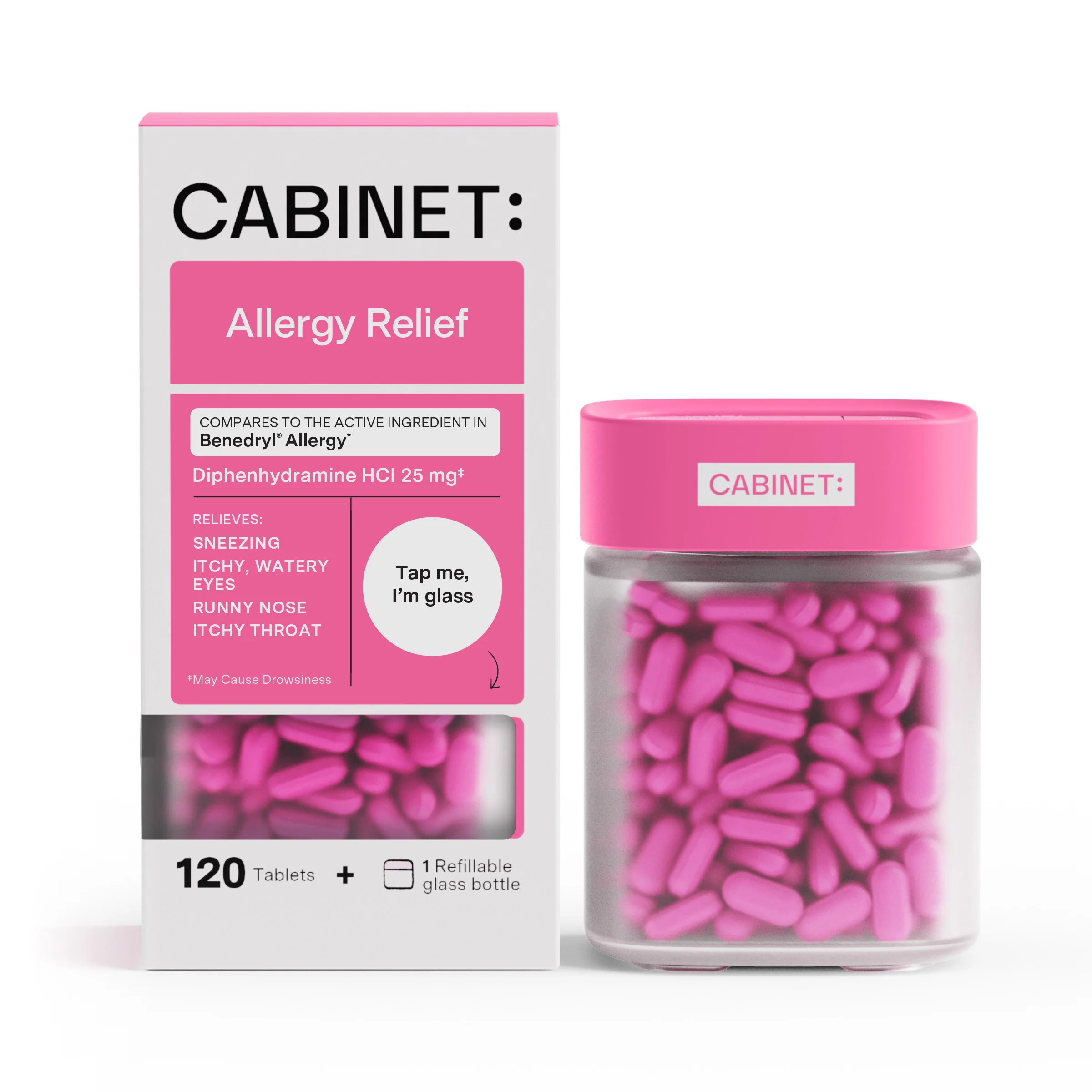 Practical Cabinet Health Allergy Relief - Diphenhydramine 25 mg Pure