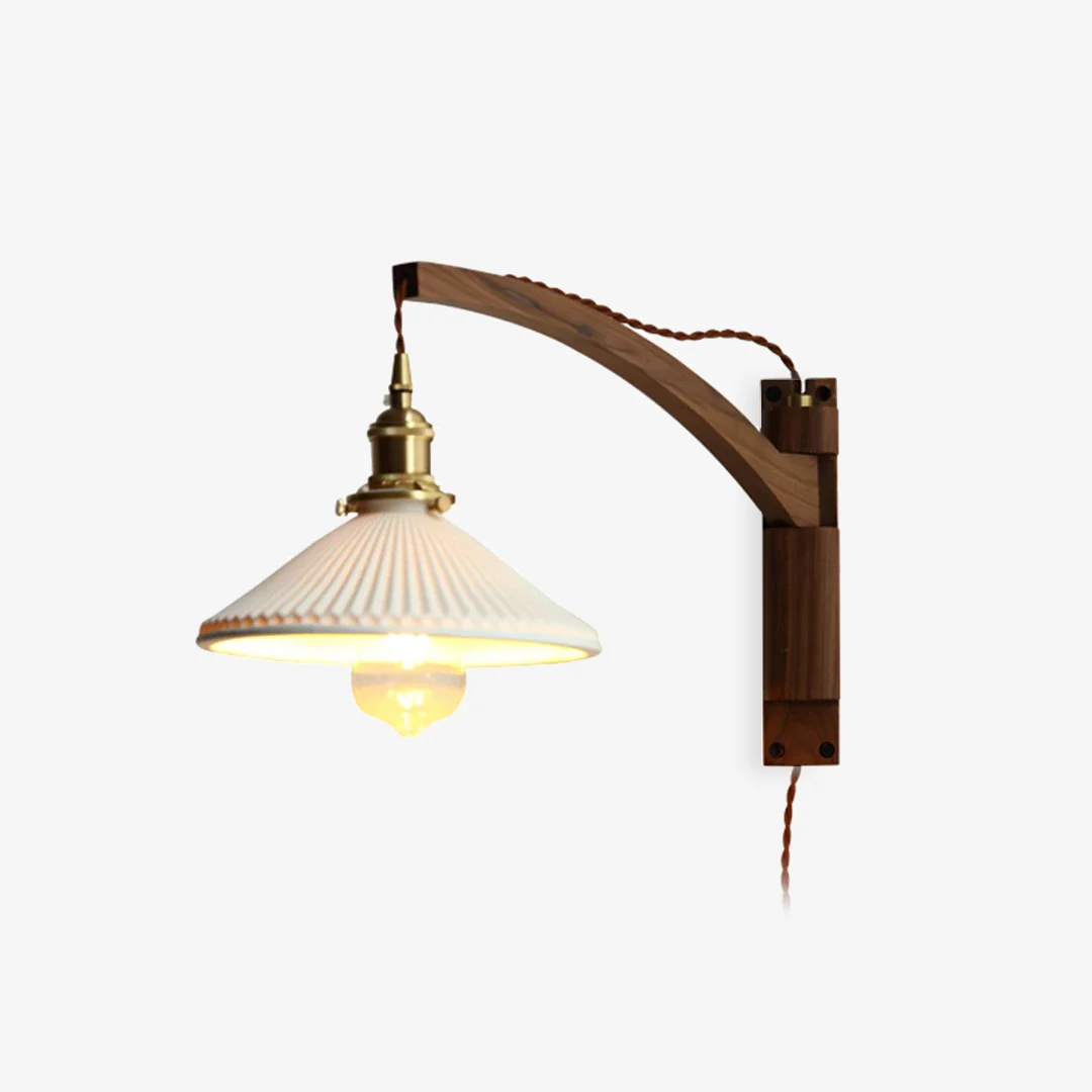 Advanced Japanese Walnut Wall Lamp Artisan