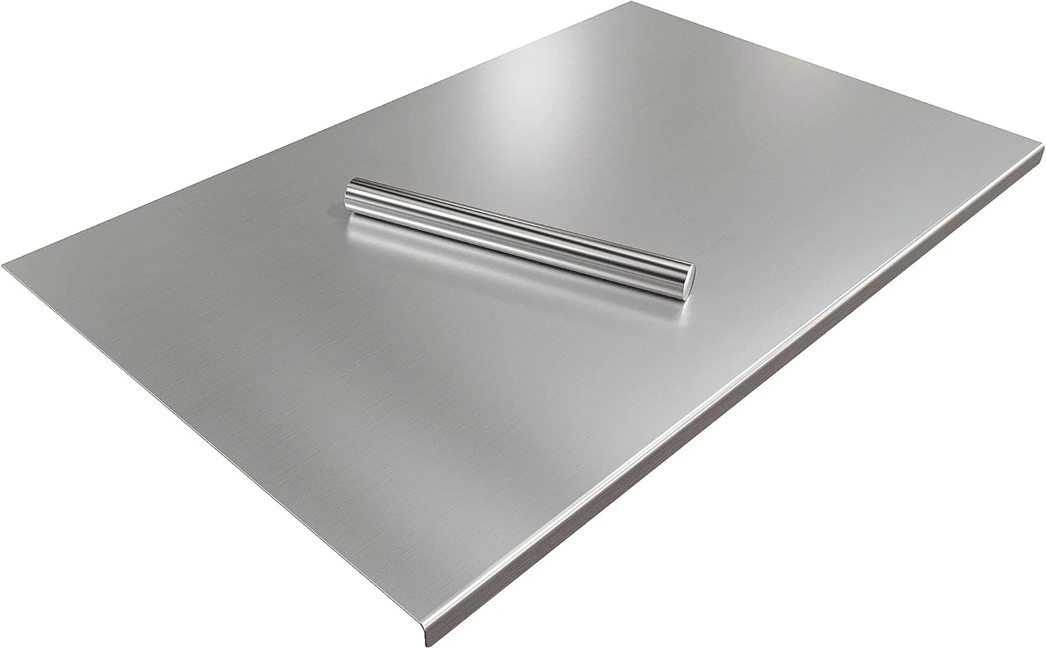 Classic Large Cutting Board 35.4 L X 22.8 W Stainless Steel Cutting Board with Lip Metal Baking Board Non Stick Thick Board with Rolling Pin for Meat Casual