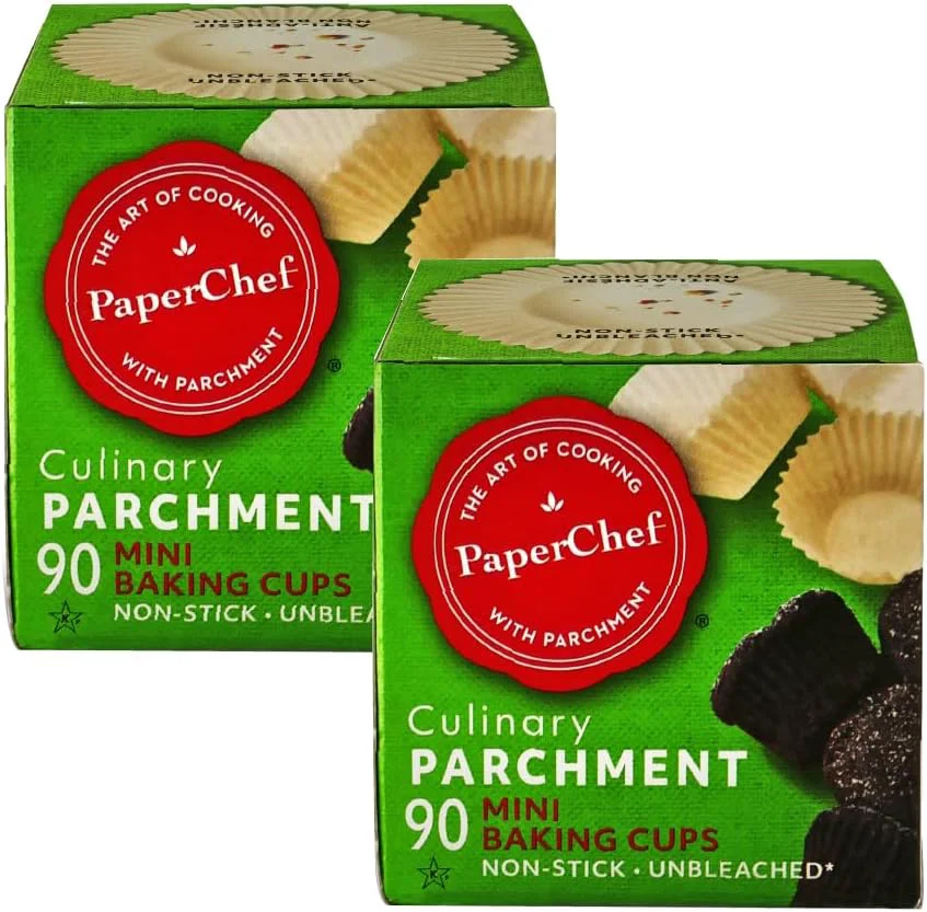 Certified Mini Parchment Baking Cups - Easy Release Non-Stick Paper - 90 Count - 2 Pack Traditional