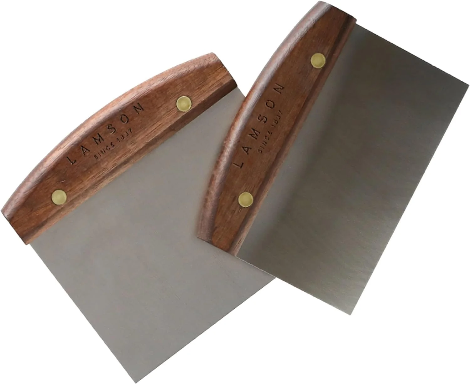 Original Design Lamson 3 x 6 and 4 x 6 Dough Bench Scraper with Walnut Handle Detailed