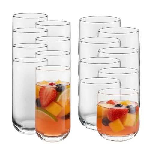 Premium Ascent Tumbler Rocks Drinking Glasses Set of 16 16 Count Minimalist
