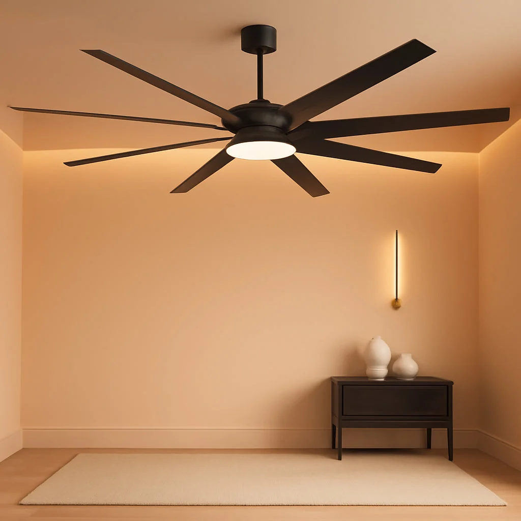 Easy-to-Use Contemporary Black Ceiling Fan With Integrated Lighting Durable