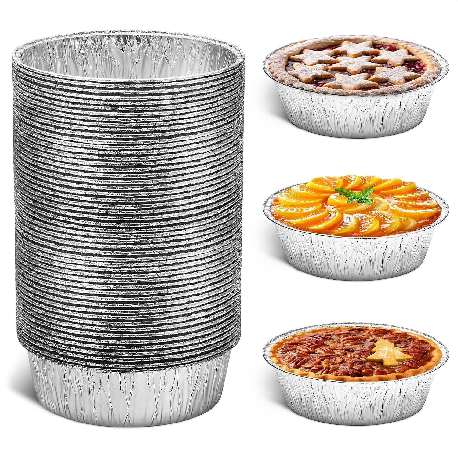 Innovative LEGLO Round Foil Cake Pans 50 Pack 6 In Disposable Aluminum Baking Pans Pie Tins Bake Tarts Cheesecakes and Chicken Pot Pies - Stackable Grease-Resistant zer Ready for Make-Ahead Storage Contemporary