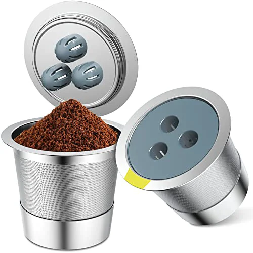Premium Material Stainless Steel Reusable K Cups Compatible with Ninja Coffee Upgrade2 Pack K Cups Reusable Coffee Pods Fit Ninja CFP201 CFP305 CFP307 CFP400 Not Fit 1 Hole and 5Hole 2 Count Organic