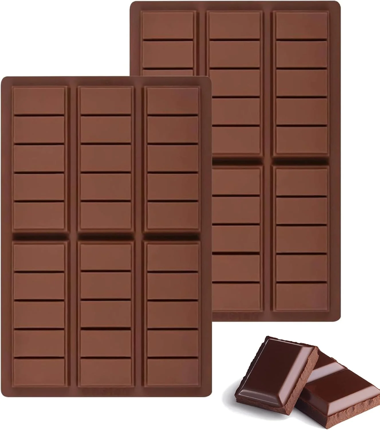 Outstanding Ugotit Silicone Chocolate Bar Molds Break-Apart Candy Making Mold Set Large Rectangle Shape Brown 2pcs_Model 1 Proven