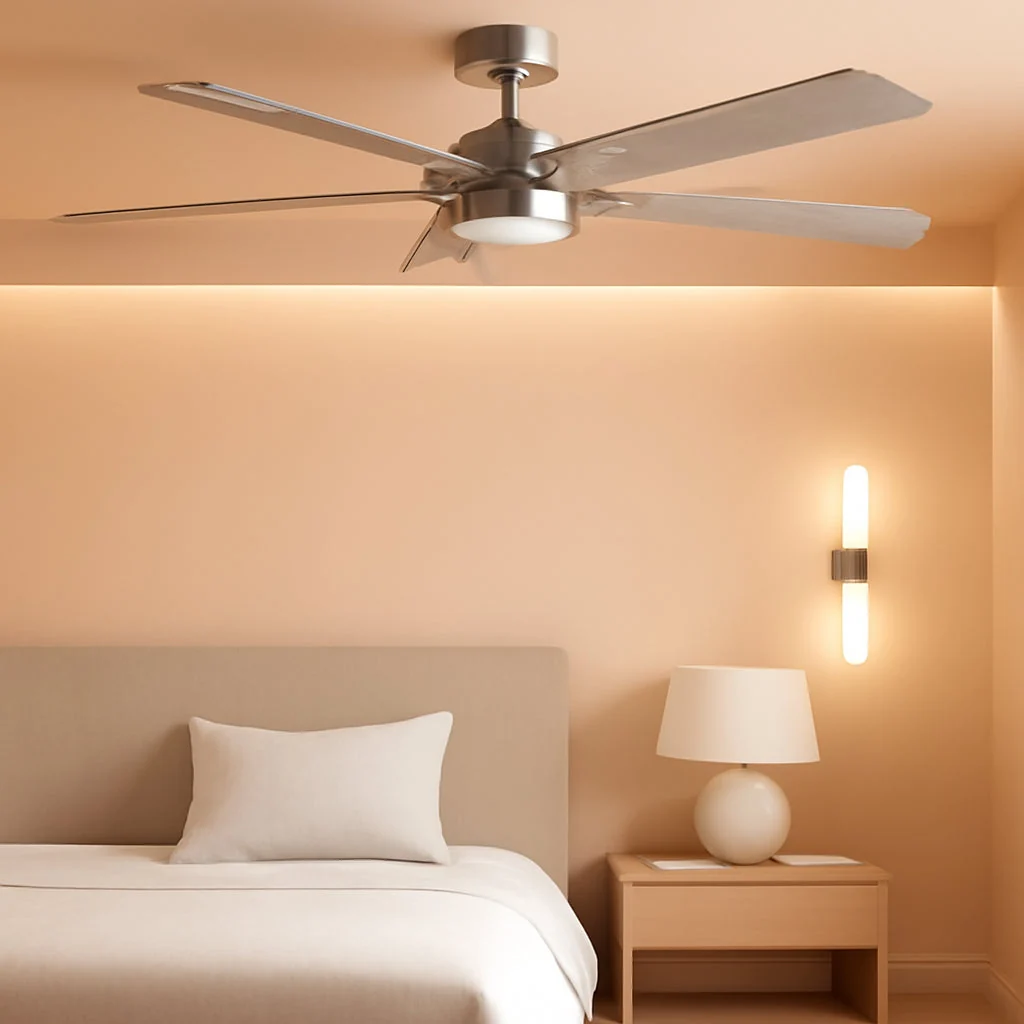 Verified 52 Inch Brushed Nickel Ceiling Fan Remote Controlled Durable