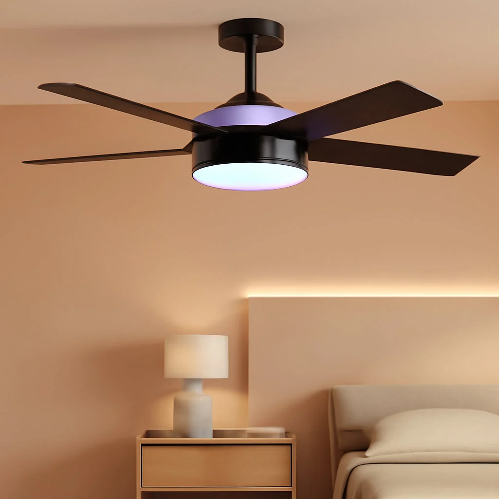 Recyclable 52 Inches Black Industrial Ceiling Fan With Lighting Comfortable