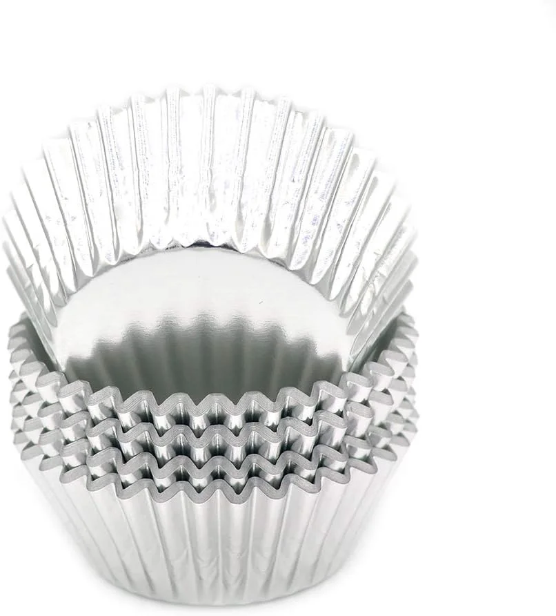 Fine Crafted Standard Silver Foil Cupcake Liners Muffin Baking Cups for Party and More 100-Count Optimized