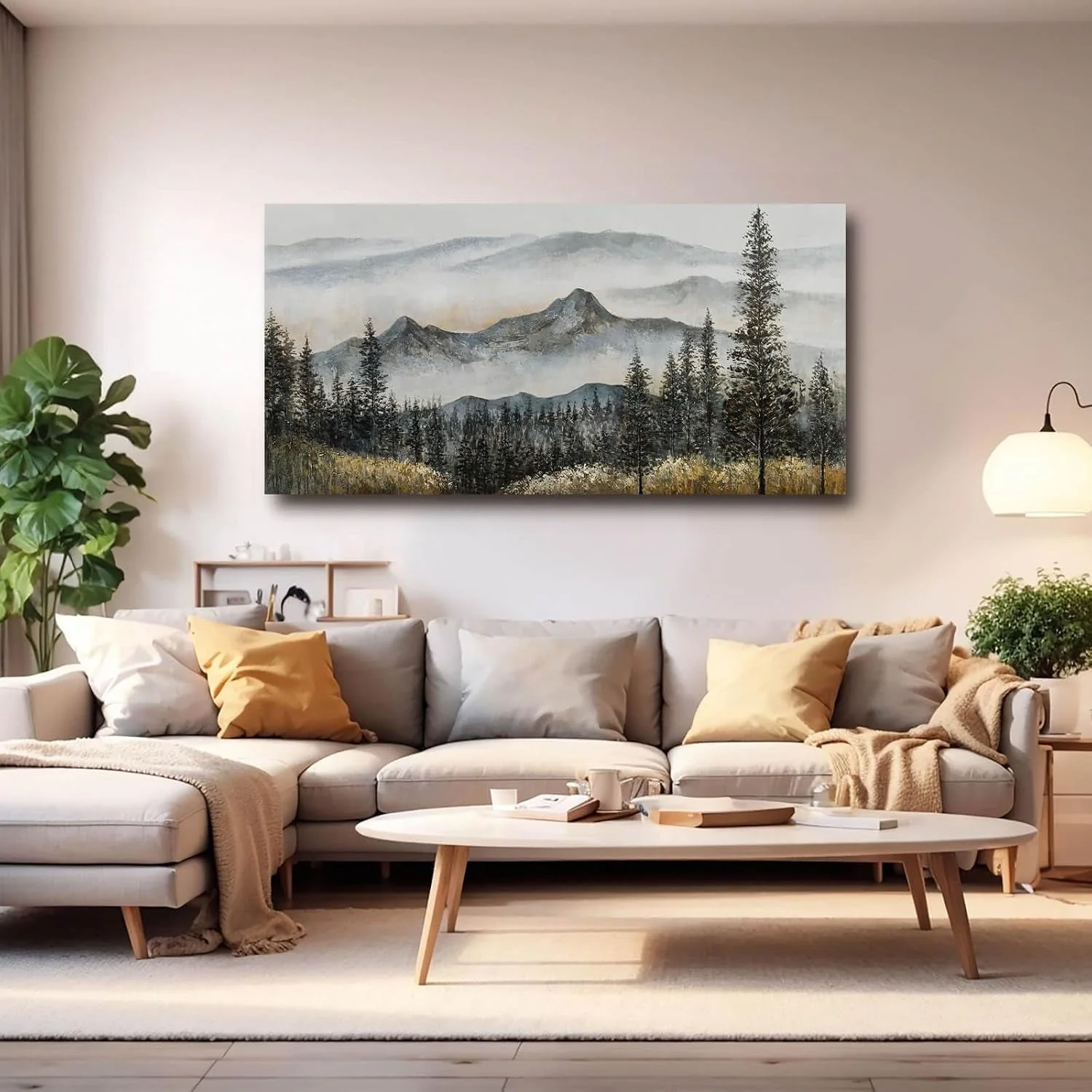 Authentic Green Forest Contemporary Wall Art 24x48 BohemianDecor Traditional
