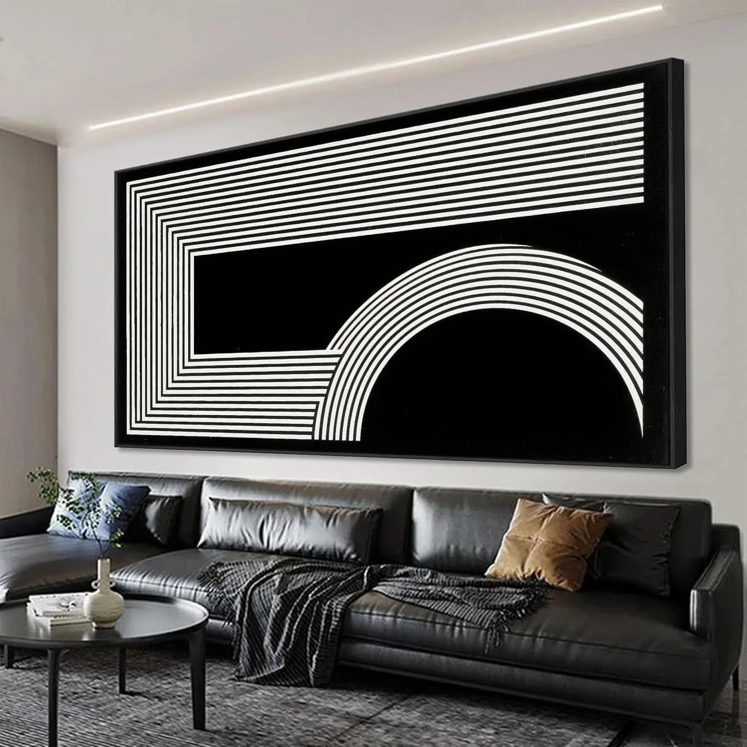 Quality Monochrome Contemporary Canvas Wall Art 24x48 Inches Stylish