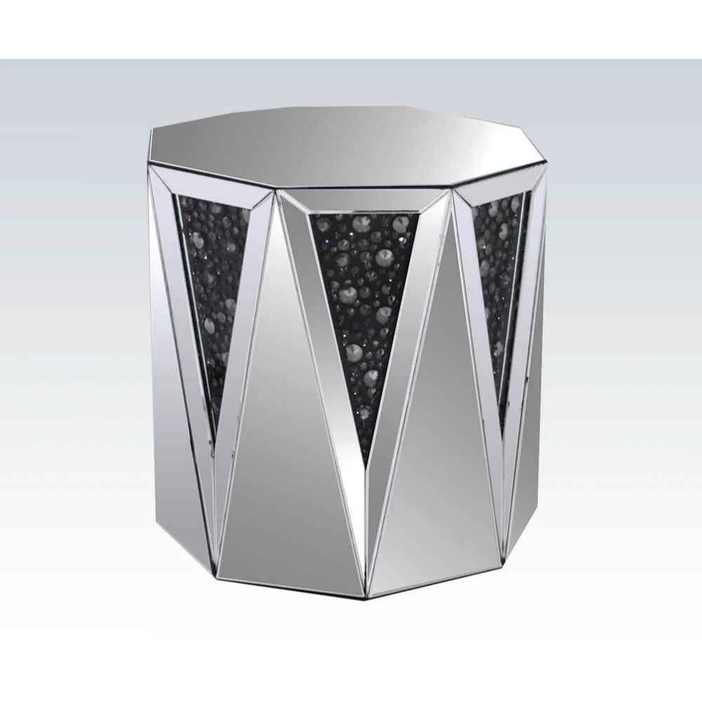 Stylish Nysa - End Table - Mirrored Faux Crystals Lightweight