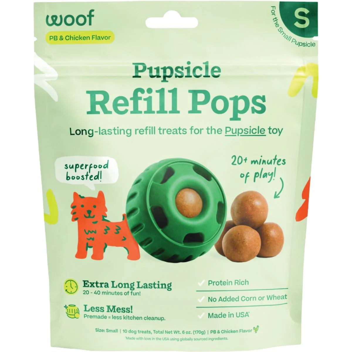 Comfortable Woof Pupsicle Small Peanut Butter Chicken Refill Pop Treat 10-Pack Environmentally Friendly