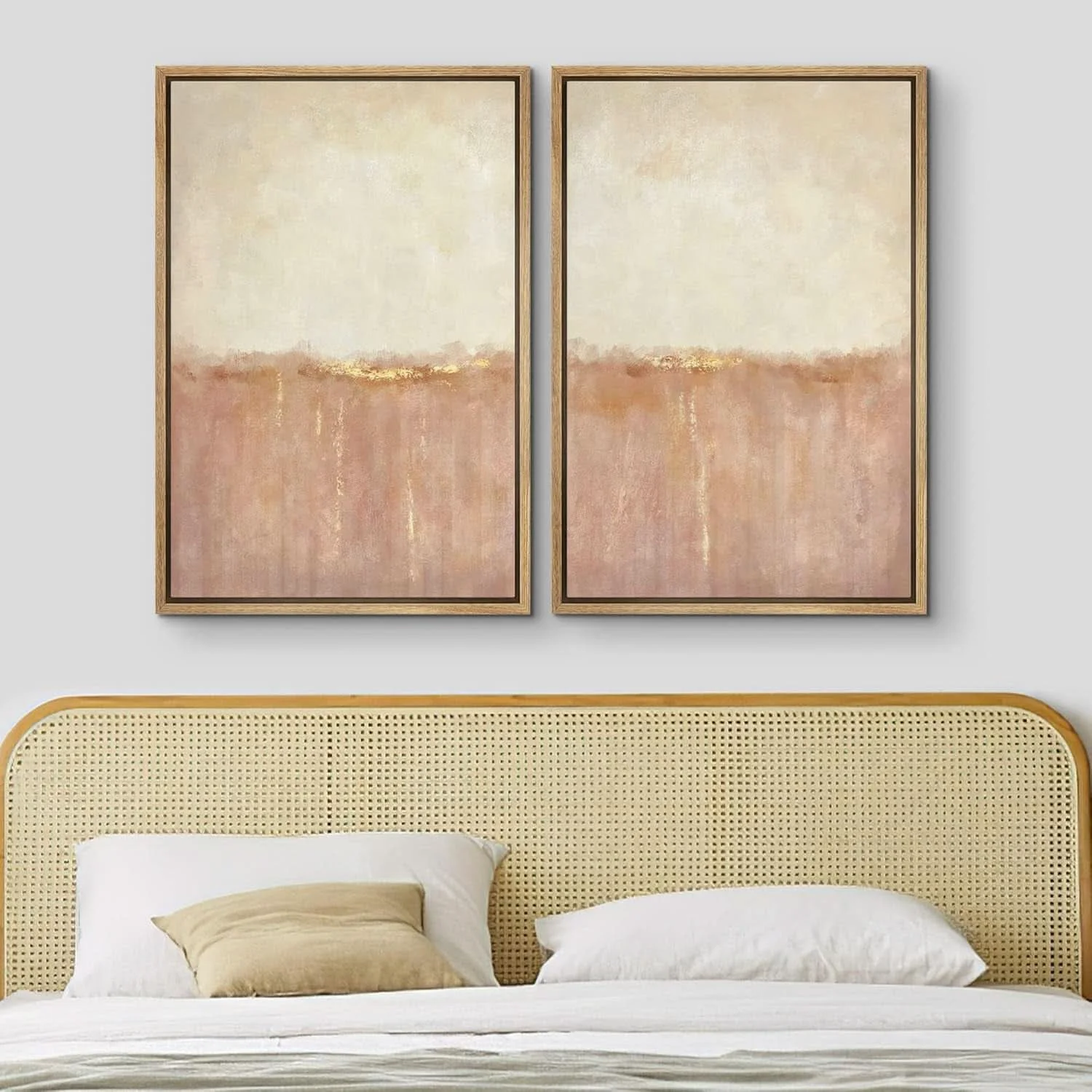 Comfortable Framed Canvas Wall Art 24x36 Pastel Red Landscape Art Stylish