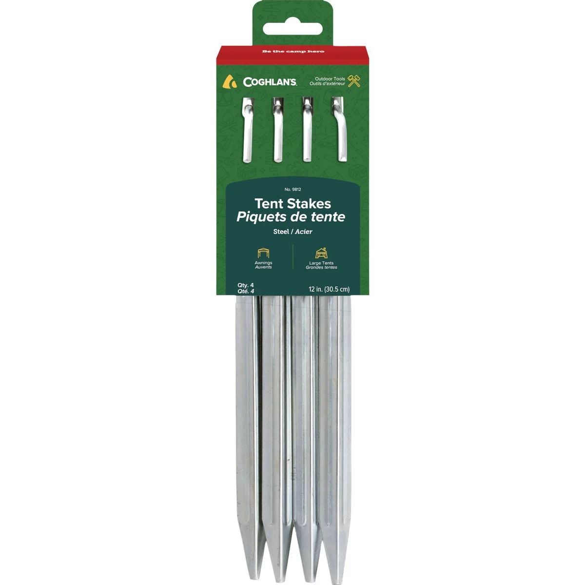 Modern Coghlans 12 In. Steel Tent Stakes 4-Pack Optimized