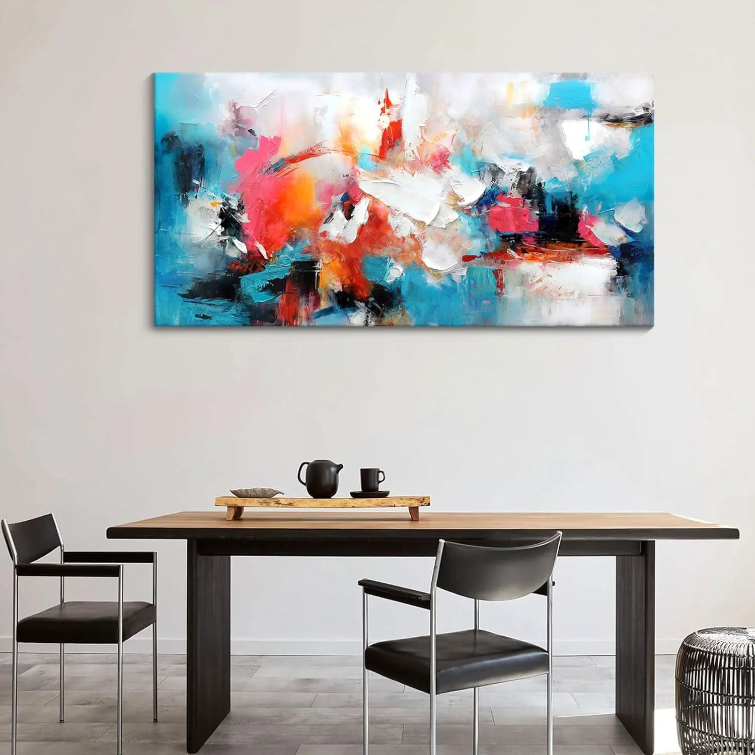 Reusable Ultra Premium Exclusive Abstract Canvas Wall Art 24x48 Blue Pink Effective