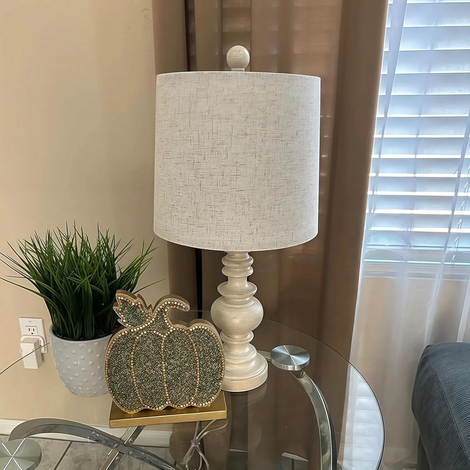 Effective Antique White Rustic Tabletop Lamps Twin Pack Deluxe Top-Quality