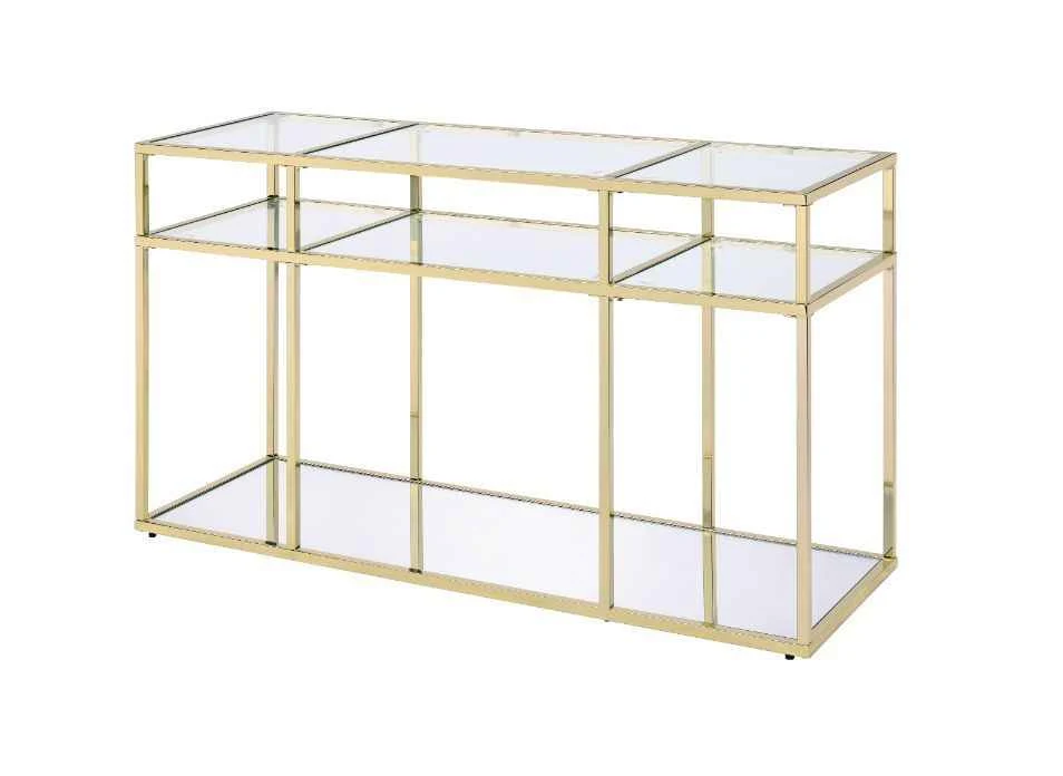 Innovative Uchenna - Sofa Table - Clear Glass Gold Comfortable
