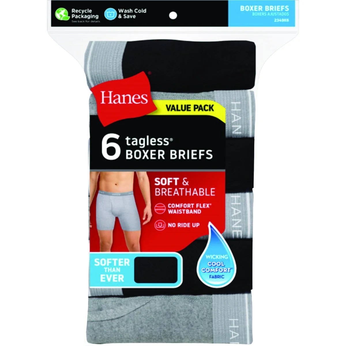 Fast Hanes Men's 2XL Multi-Color Boxer Briefs 6-Pack Durable