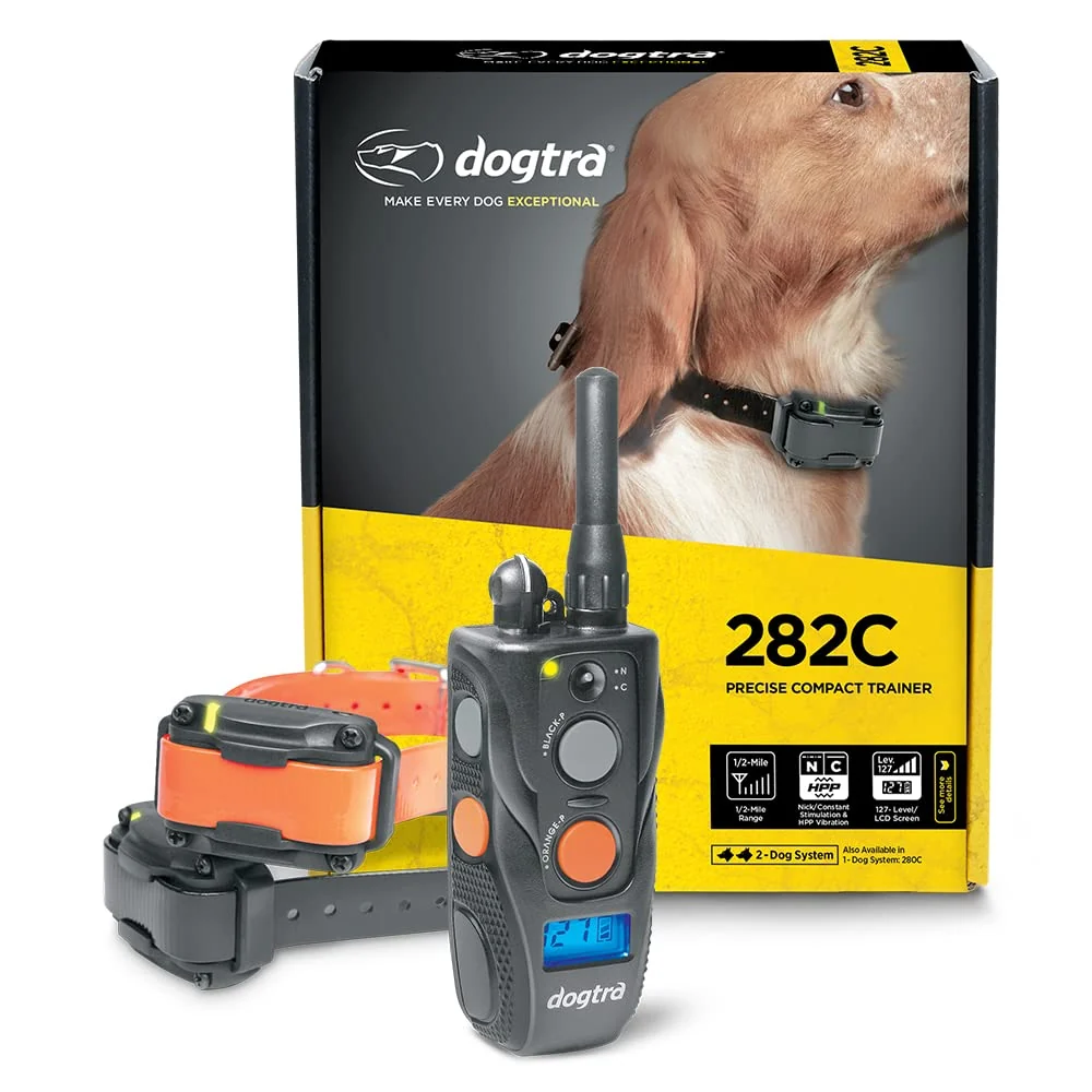 Premium Dogtra 282C Waterproof E-Collar with LCD 127 Levels 1 2 Mile 2-Dog Remote Training Contemporary