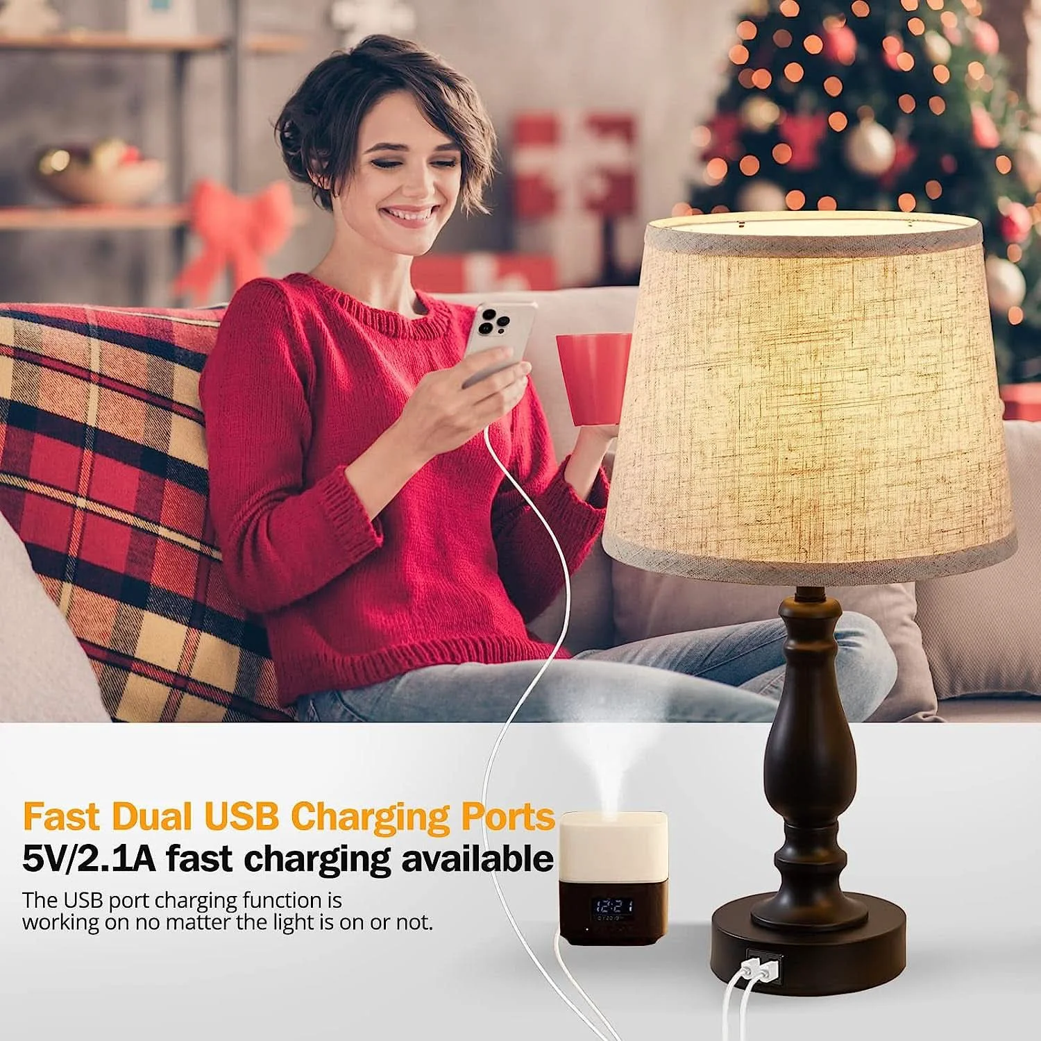 Fast Bedside Table Lamps Set Of 2 With USB Ports And Dimmable Advanced