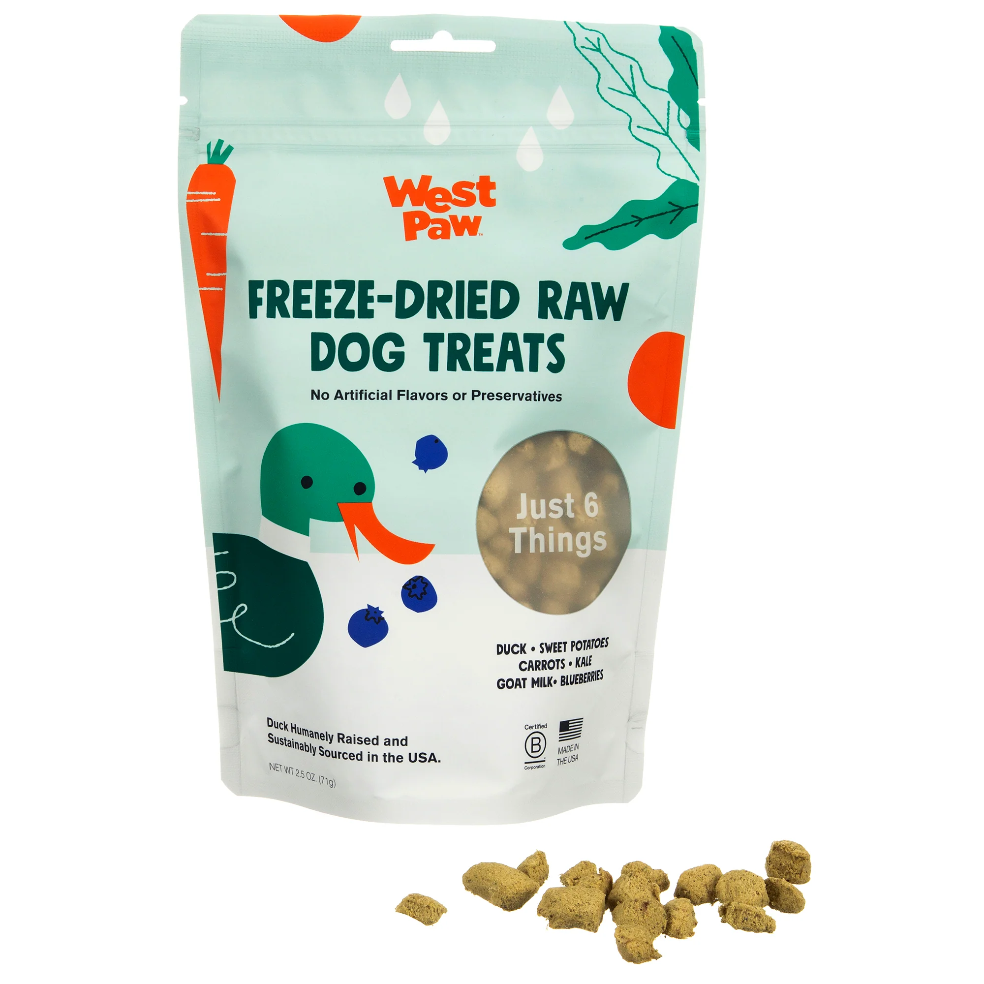 Responsible West Paw Duck Superfood ze-Dried Raw Dog Treats Dependable