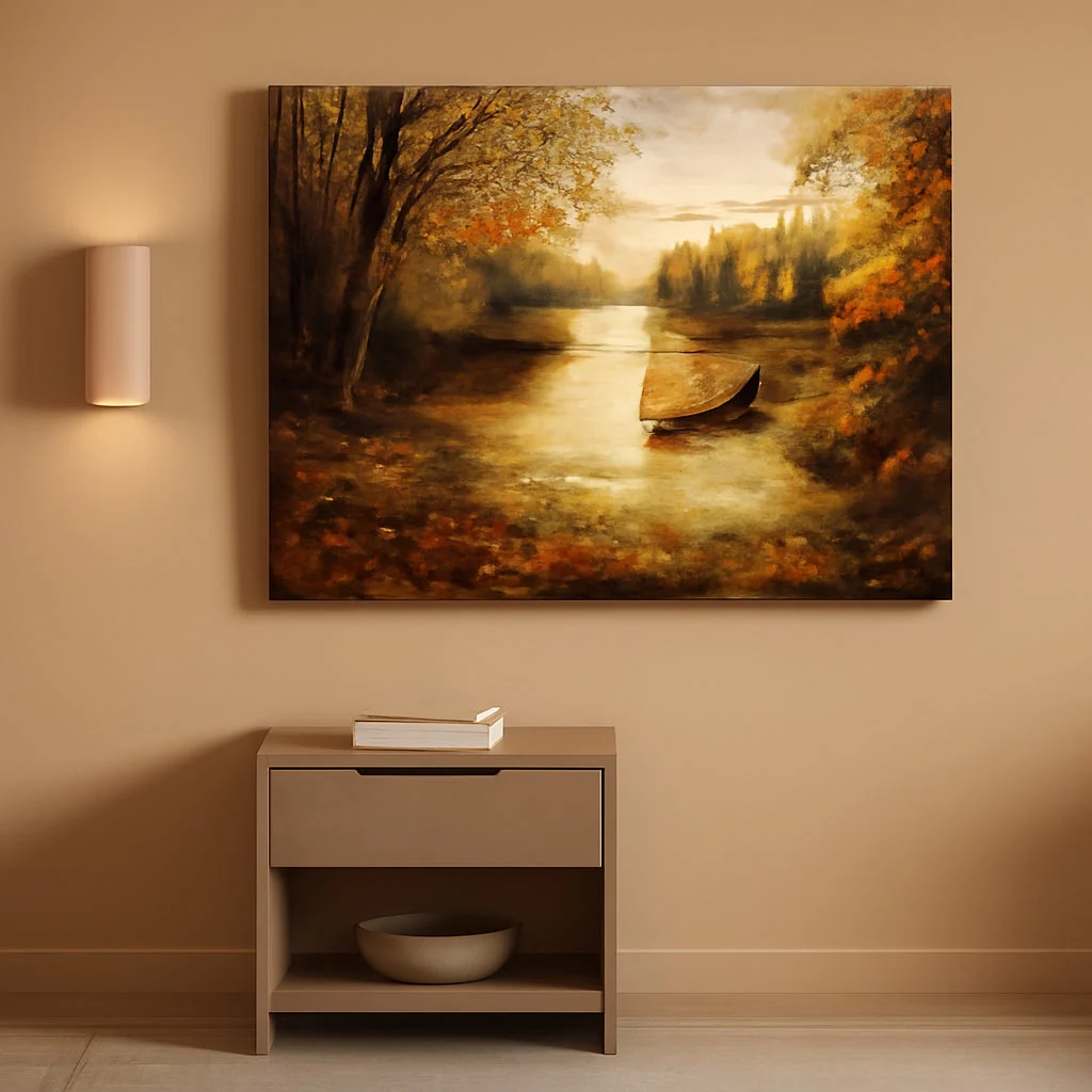 Fine Gold Autumn Landscape Canvas Decor Wall Art 29x57 Inches Fashionable
