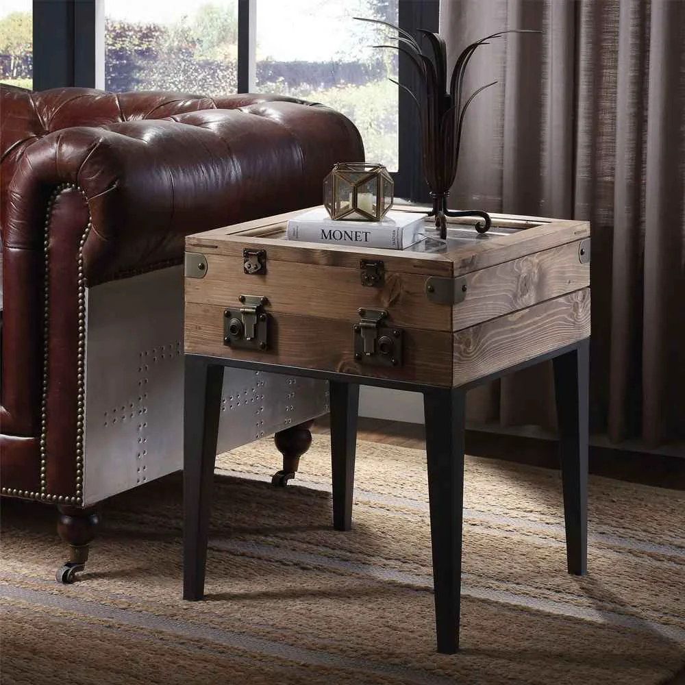 Unique Kolin - Accent Table - Rustic Oak Matte Gray Original Design