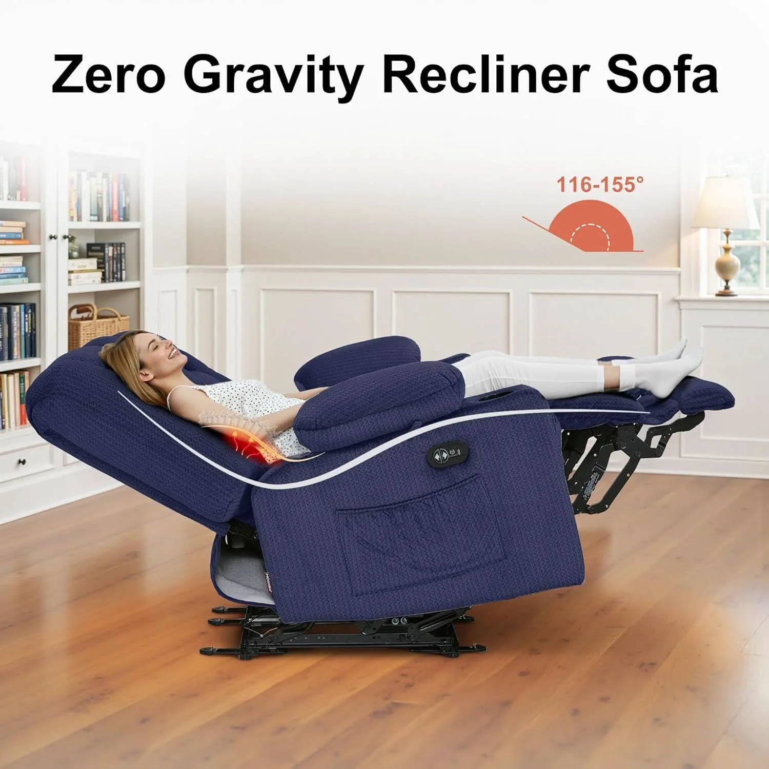 Enhanced Navy Blue Zero Gravity Therapeutic Massage Recliner Specialty