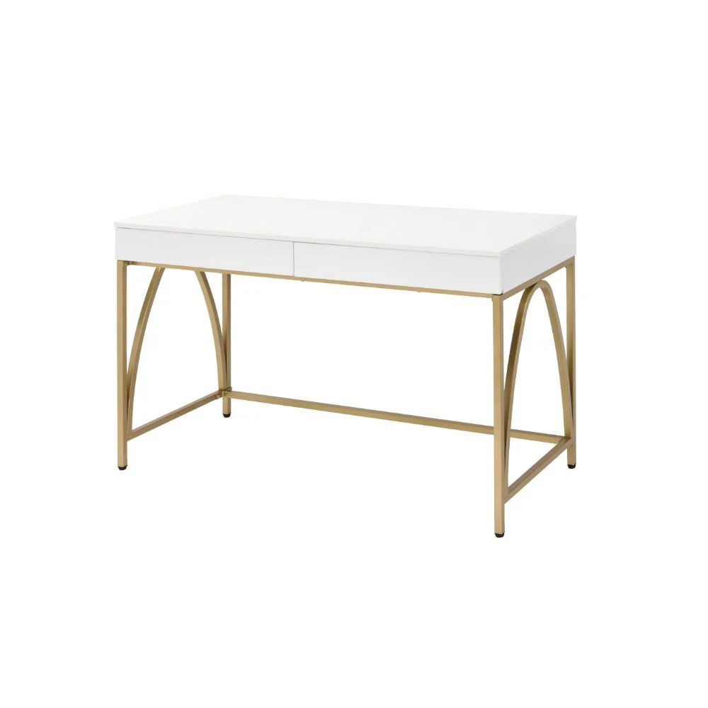 Expertly Made Lightmane - Writing Desk Same Ac00900 - White High Gloss Gold Proven