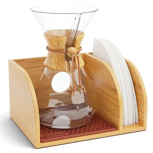 Expertly Made Pour Over Caddy for Chemex Bodum Cosori Coffee Makers Brown Fast