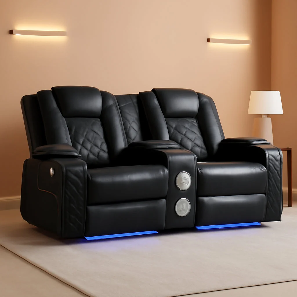 Optimized Black Luxurious Power Recliner With Center Console Exceptional