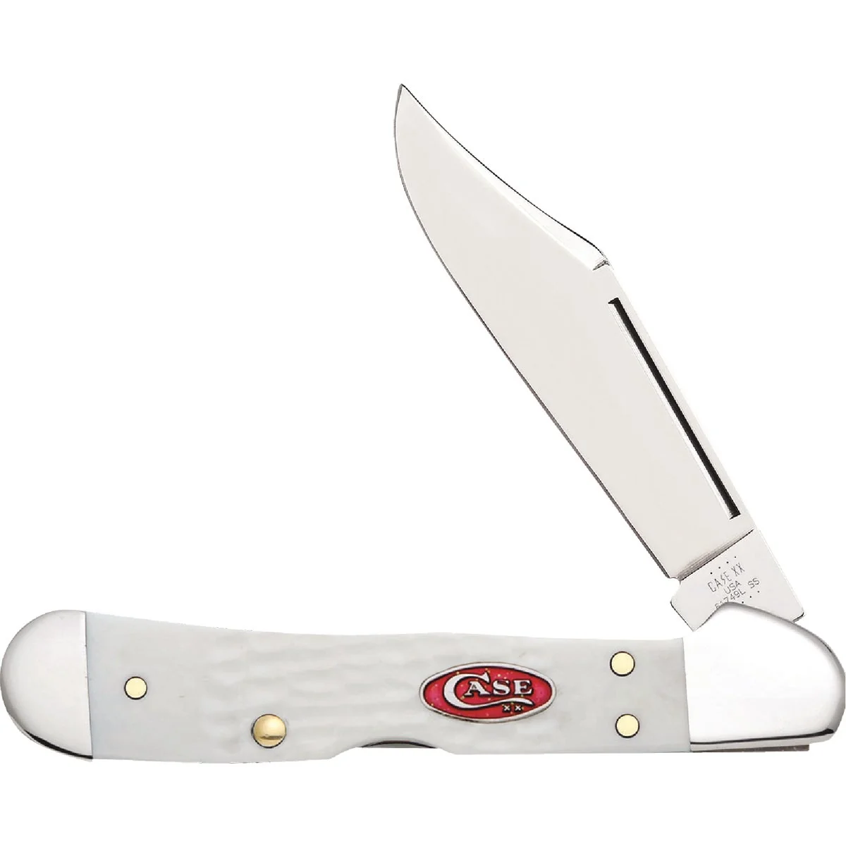 Certified Case SparXX 2.72 In. Standard Jig White Synthetic Mini CopperLock Pocket Knife Solid