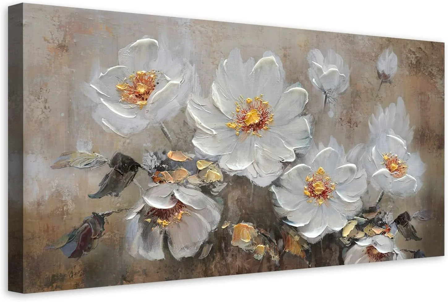 Consistent 40x20 Inches Floral Canvas Wall Art Gallery Collection High-End