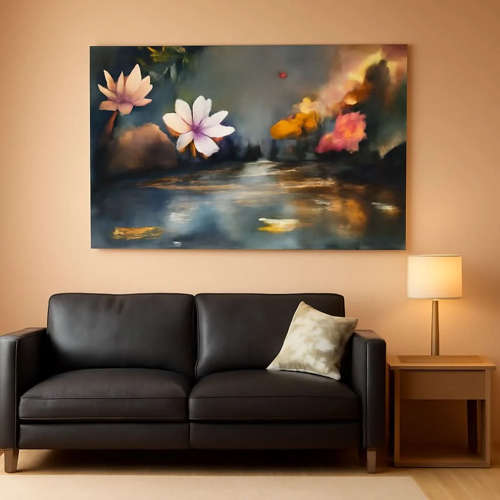 Certified Lotus Canvas Wall Art 58x29 Vibrant Landscape Textured Recyclable