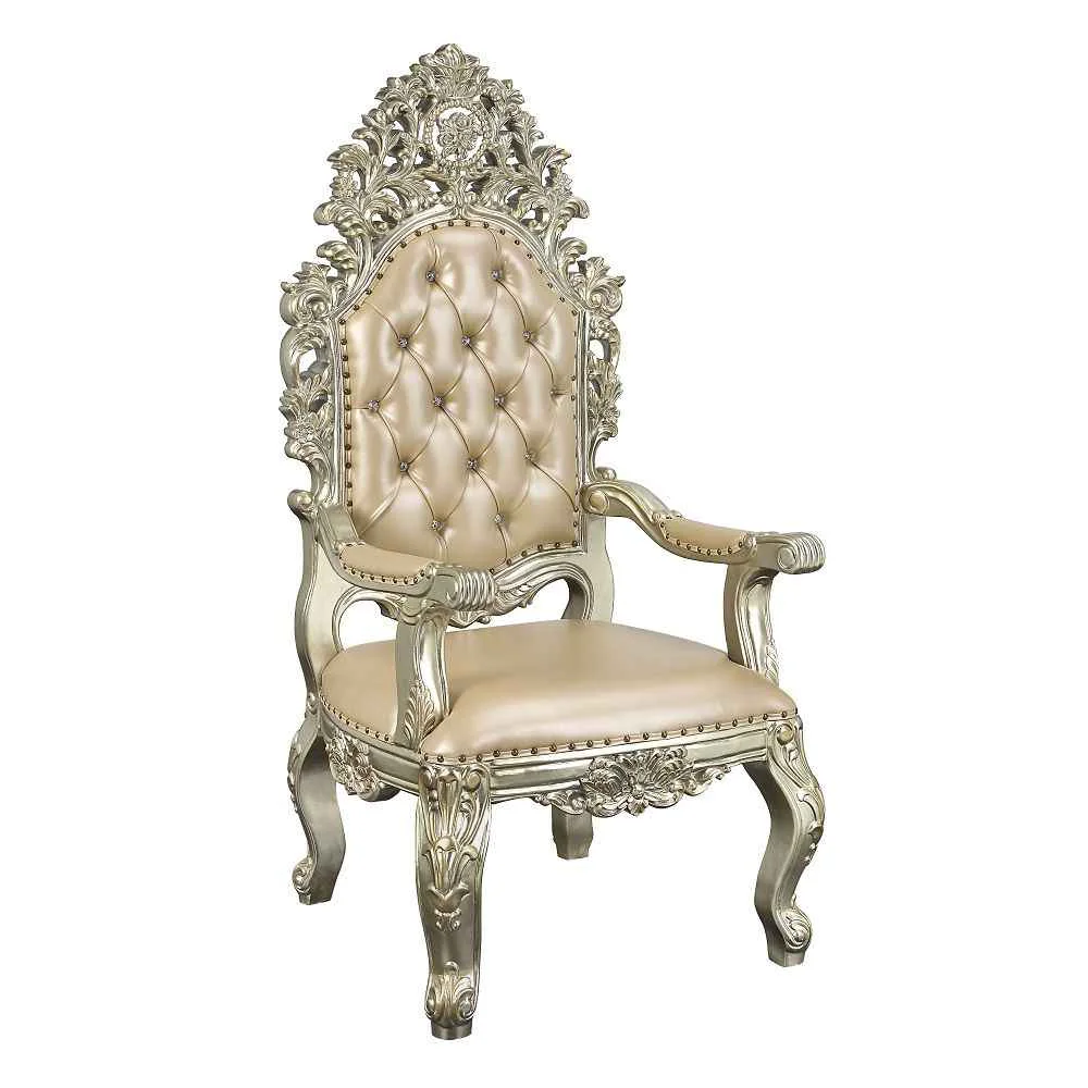 Certified Sorina - Arm Chair Set of 2 - Synthetic Leather Antique Gold Stylish