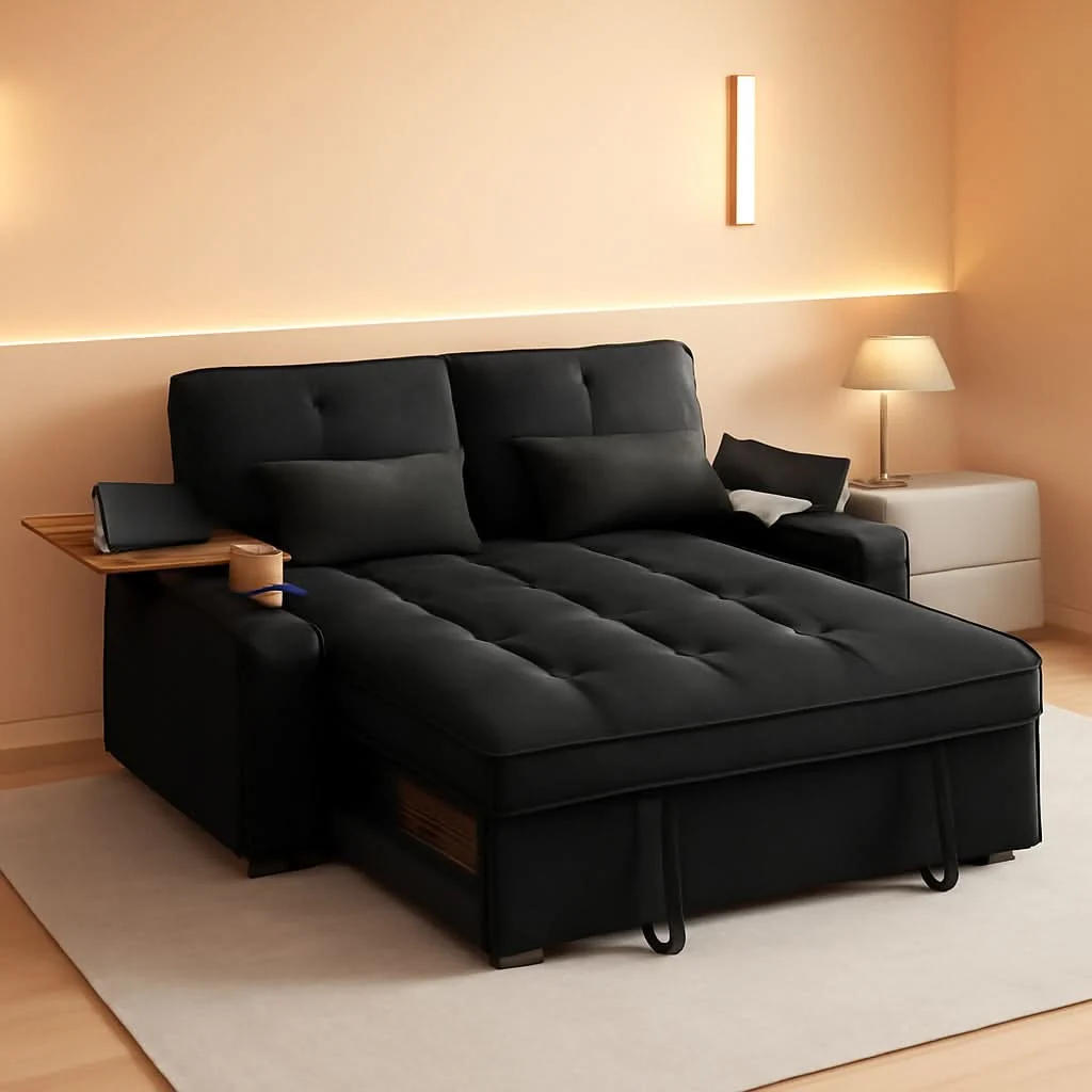 Verified 65Inches able Sleeper Sofa Bed Black USBPort Environmentally Friendly