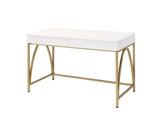 Enhanced Lightmane - Vanity Desk Same 92660 - White High Gloss Gold Organic
