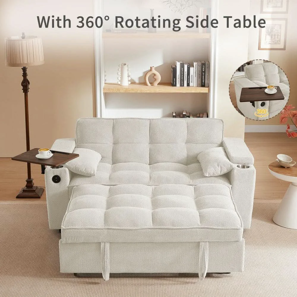 Crafted 65Inch Convertible Sleeper Sofa With Adjustable Backrest Top-Quality