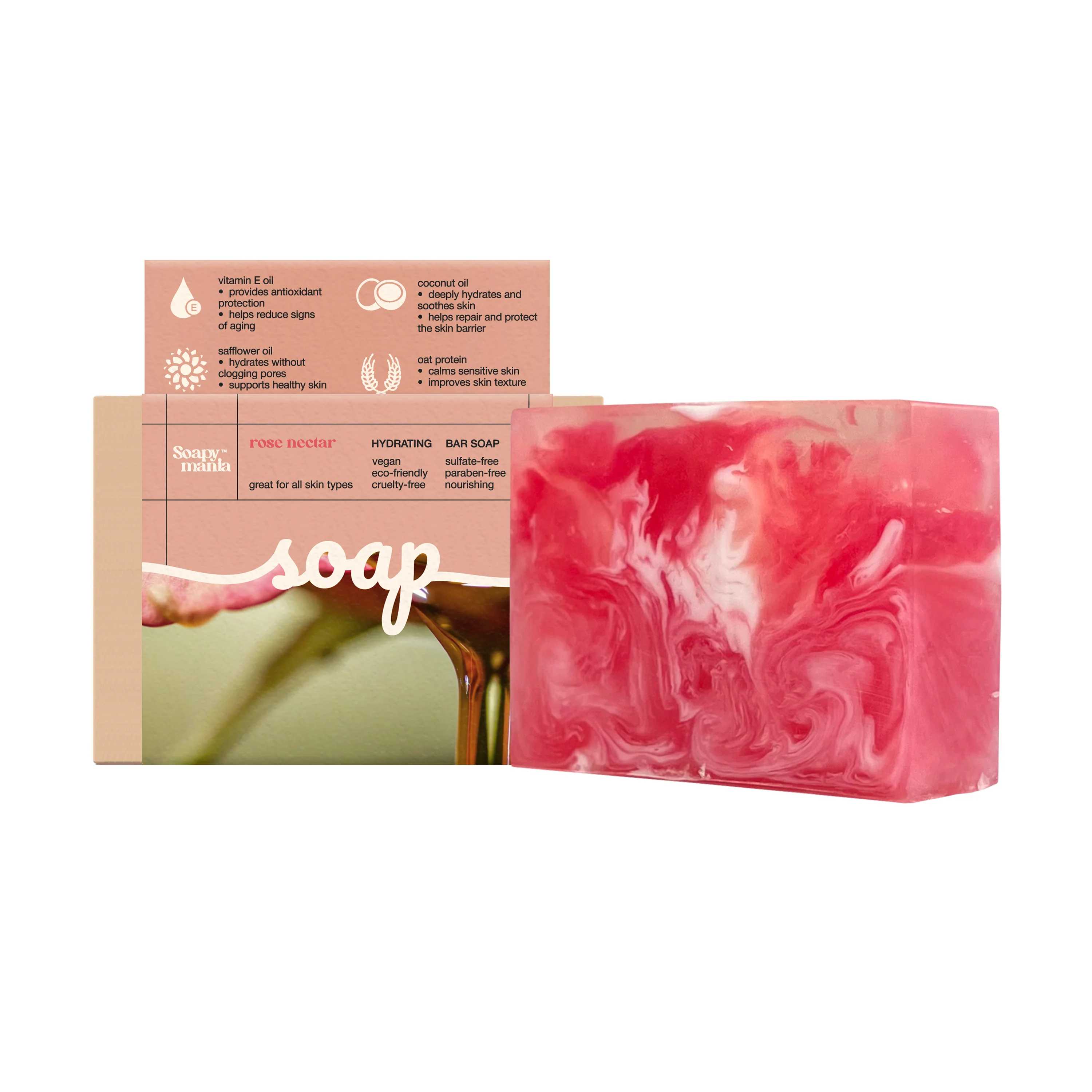 Safe Soapymania Rose Nectar Hydrating Bar Soap Breathable